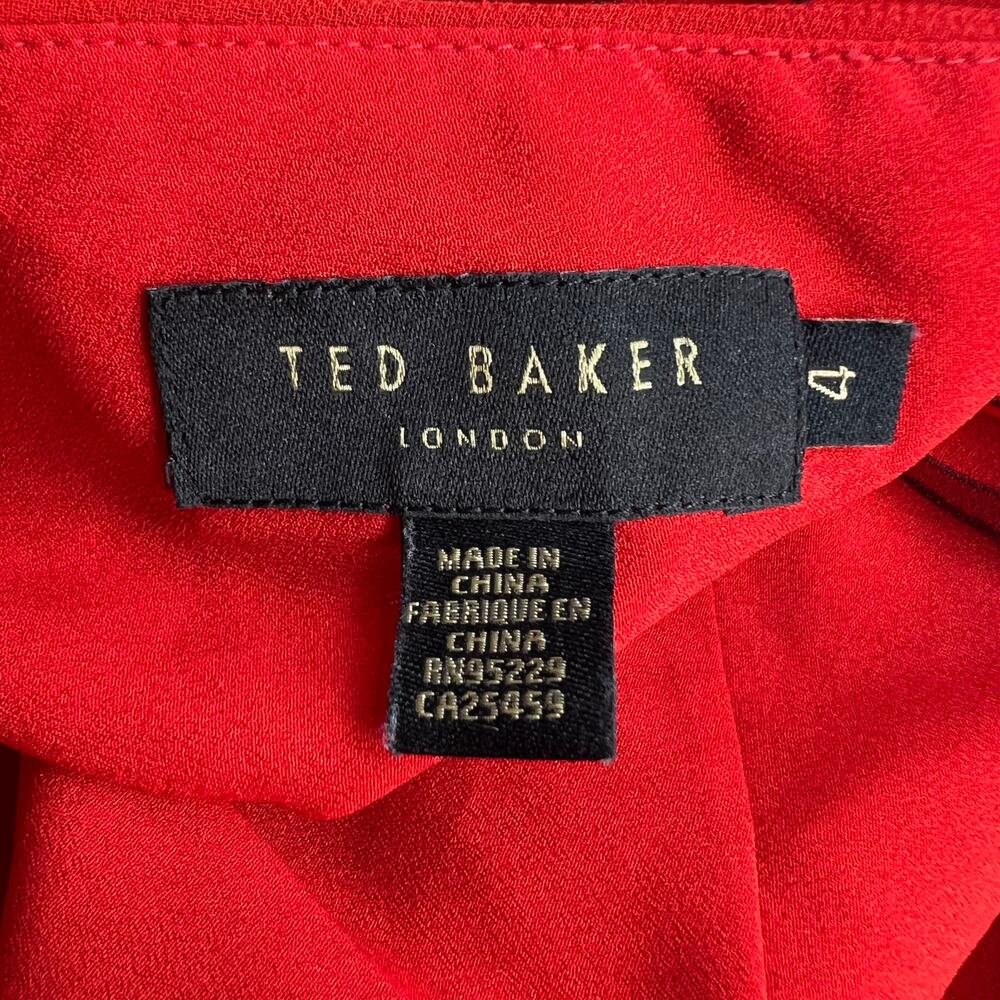 Ted Baker London Women Maleeta High/Low Red Dress Sleeveless Formal Flowy Size 4 - Picture 4 of 16